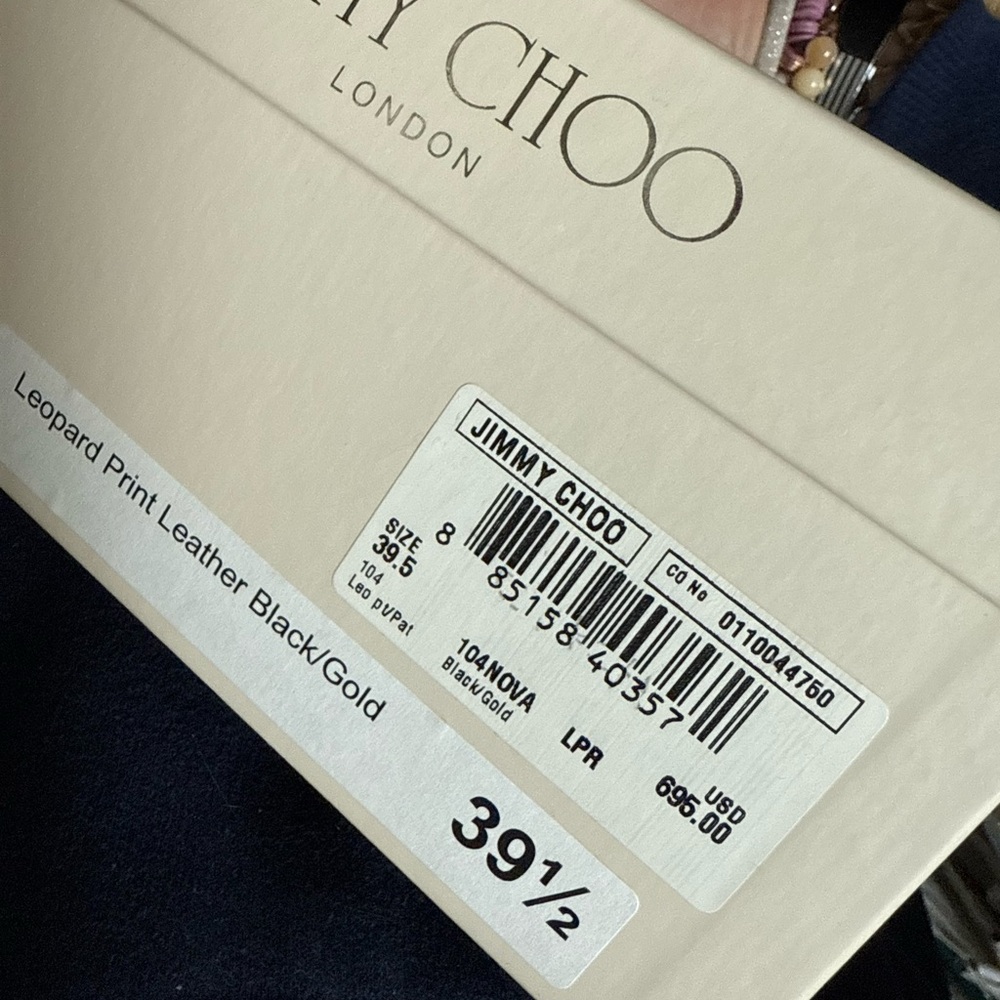 Jimmy Choo Black and Gold Leopard Print Shoes